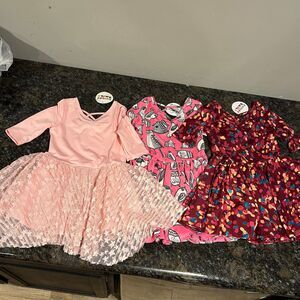 NWT Lot of 3 Dot Dot Smile Dress Pink Frilly Owls 2T Made in USA NEW